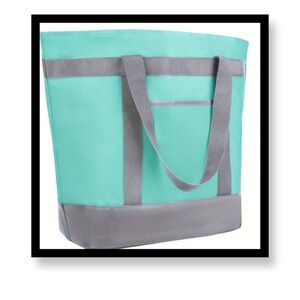 Stylish Teal and Gray Insulated Reusable Tote Bag